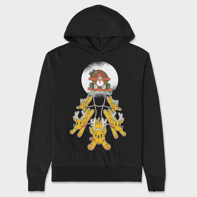 Santa Sleigh Reindeer, Hanorac Oversize Barbati (Unisex)