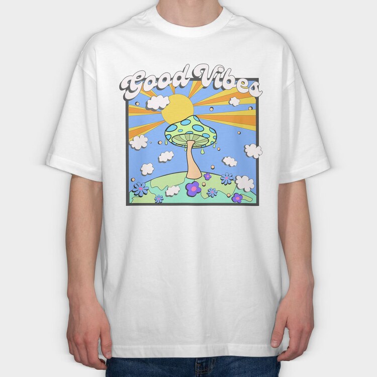 Good Vibes Mushroom, Tricou Oversize Barbati (Unisex)