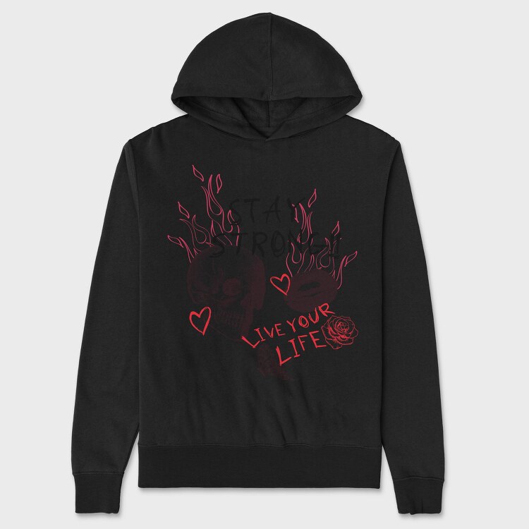 Live Your Life Skull, Hanorac Oversize Barbati (Unisex)