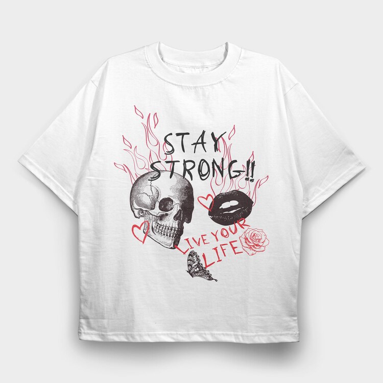 Live Your Life Skull, Tricou Oversize Barbati (Unisex)