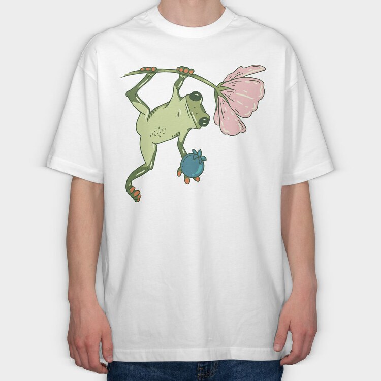 Frog Flower Snack, Tricou Oversize Barbati (Unisex)