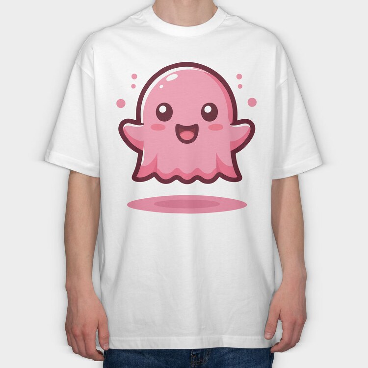 Bubbly Pink Ghost, Tricou Oversize Barbati (Unisex)