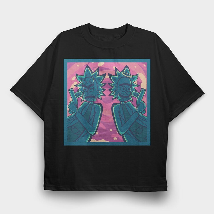 Rick And Morty Guns, Tricou Oversize Barbati (Unisex)