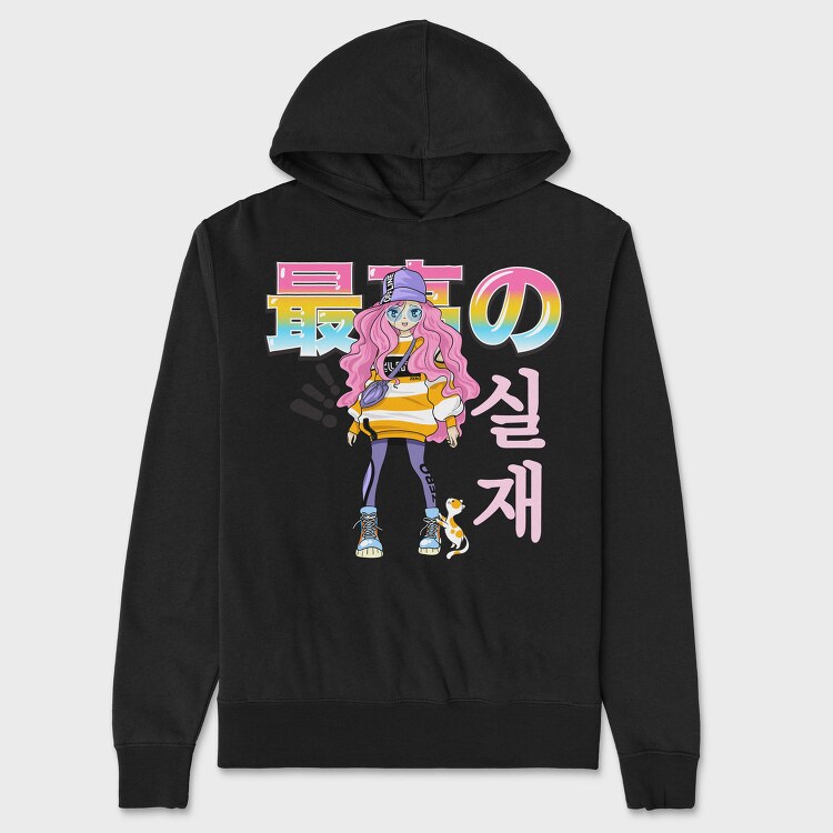 Pink Hair Vibes, Hanorac Oversize Barbati (Unisex)