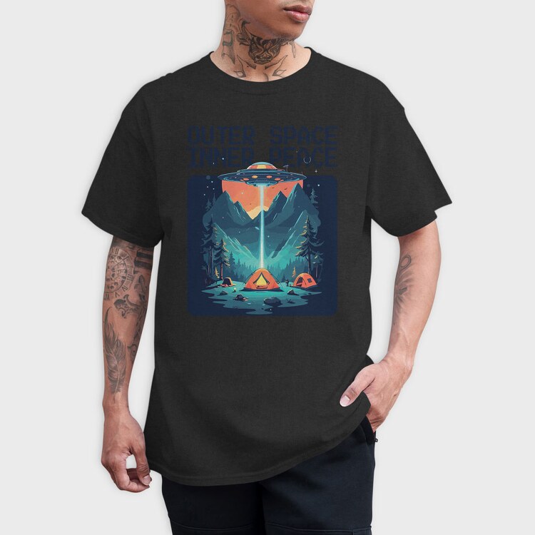Outer Space Inner Peace Camping, Tricou Barbati (Unisex)