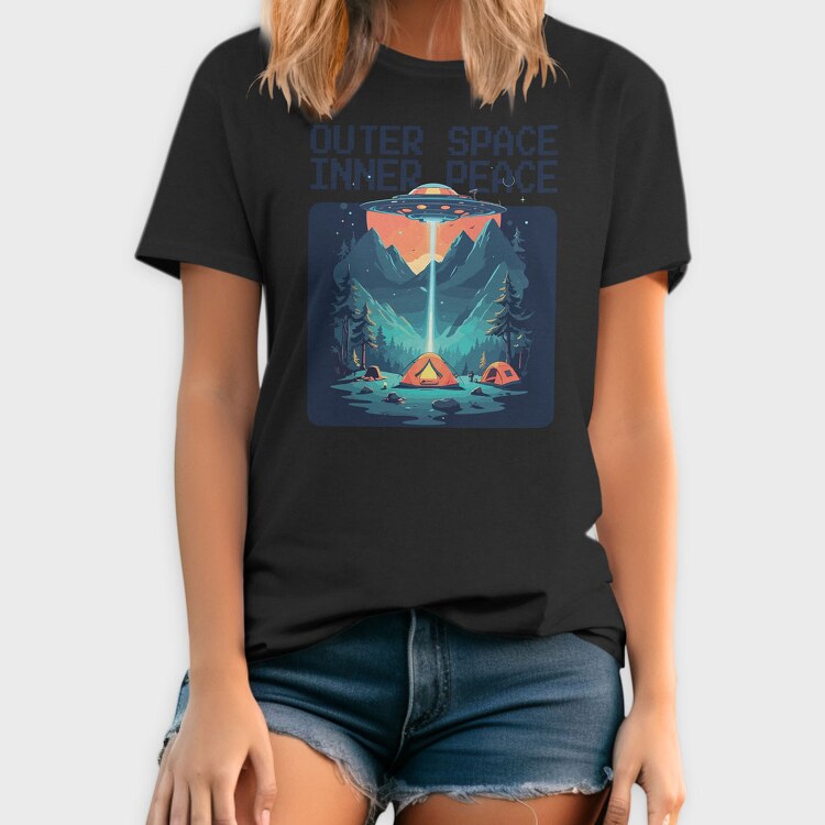 Outer Space Inner Peace Camping, Tricou Barbati (Unisex)