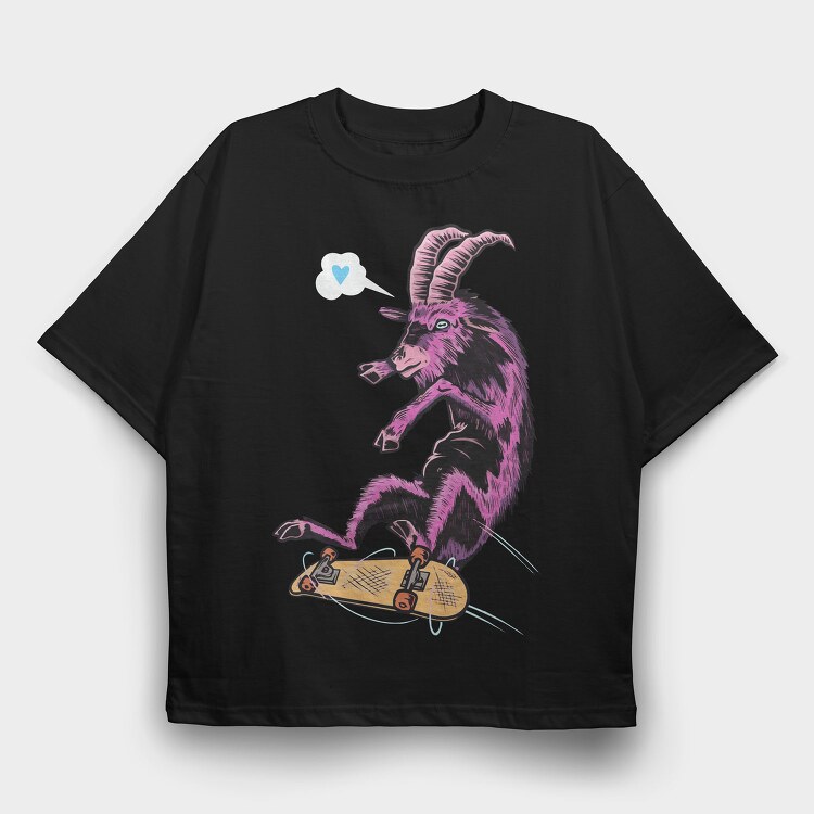 Skate Goat Love, Tricou Oversize Barbati (Unisex)