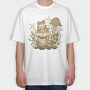 Frog And Mushrooms On, Tricou Oversize Barbati (Unisex)