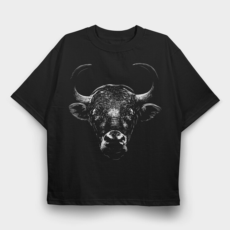 Bull Wild Monochrome, Tricou Oversize Barbati (Unisex)