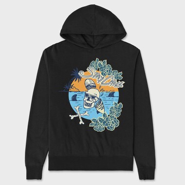 Skull Beach Vibes, Hanorac Oversize Barbati (Unisex)