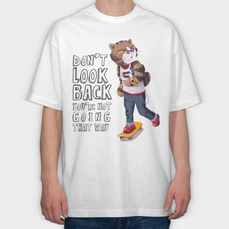 Skateboarding Cat Vibes, Tricou Oversize Barbati (Unisex)