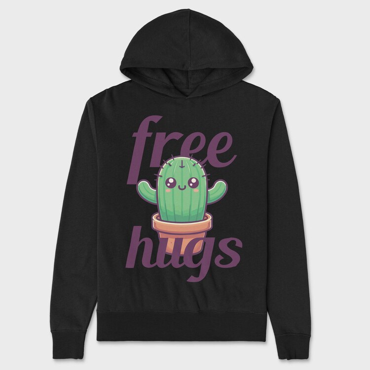 Cactus Free Hugs, Hanorac Oversize Barbati (Unisex)