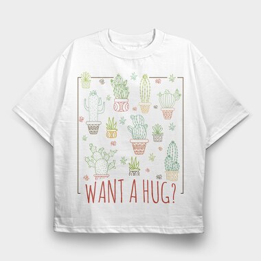 Cactus Hug, Tricou Oversize Barbati (Unisex)