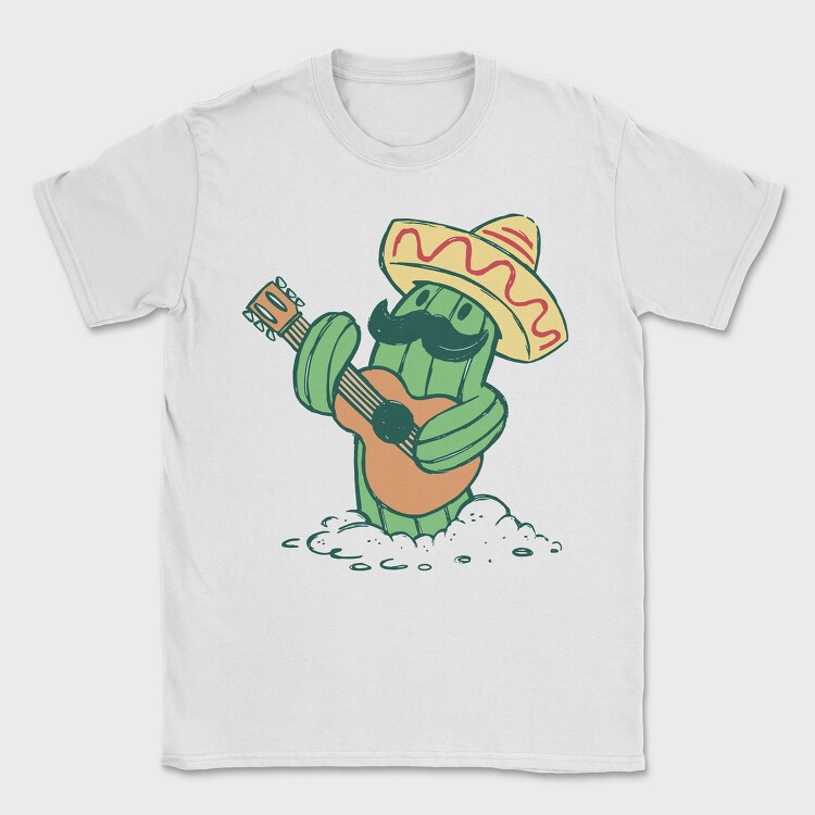 Cactus With Mexican Hat And Guitar 5 De Mayo, Tricou Barbati (Unisex)