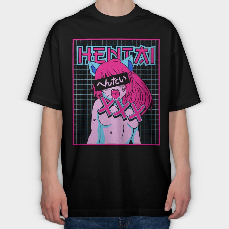 Neon Wolf Howl 17, Tricou Oversize Barbati (Unisex)