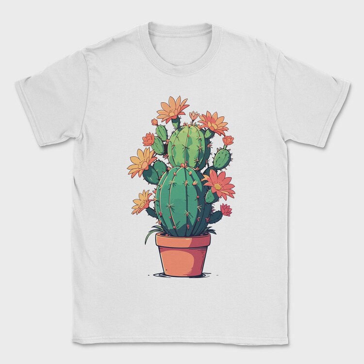 Cactus With Yellow Flowers, Tricou Barbati (Unisex)