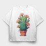 Cactus With Yellow Flowers, Tricou Oversize Barbati (Unisex)