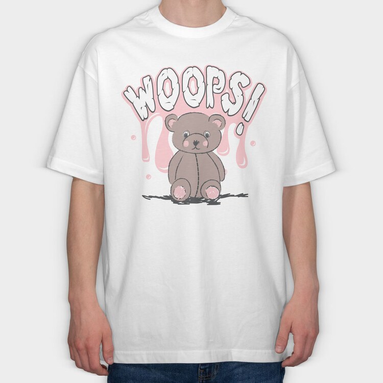 Teddy Bear Oops Vibes, Tricou Oversize Barbati (Unisex)
