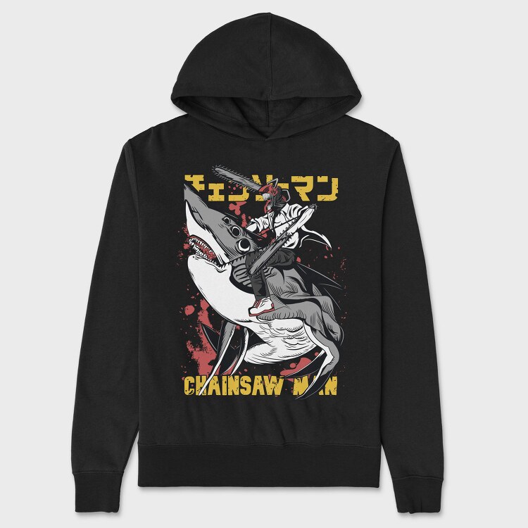 Chainsaw Shark Warrior, Hanorac Oversize Barbati (Unisex)