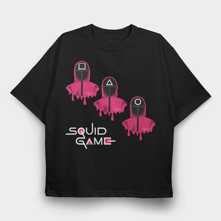 Pink Hooded Figure, Tricou Oversize Barbati (Unisex)