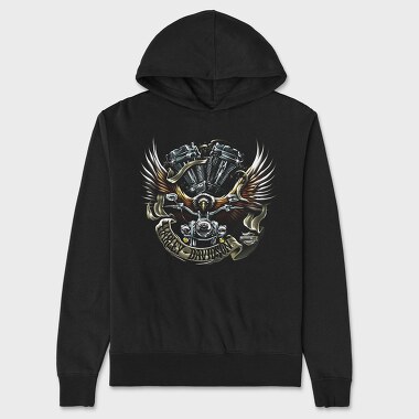 Harley Eagle Biker Flag 2, Hanorac Oversize Barbati (Unisex)