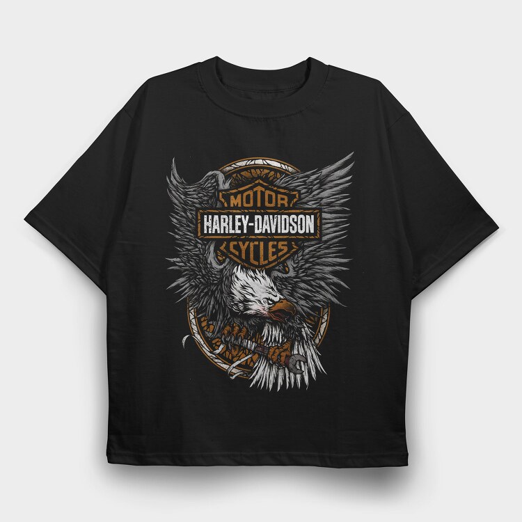 Harley Eagle Cycles Flag, Tricou Oversize Barbati (Unisex)