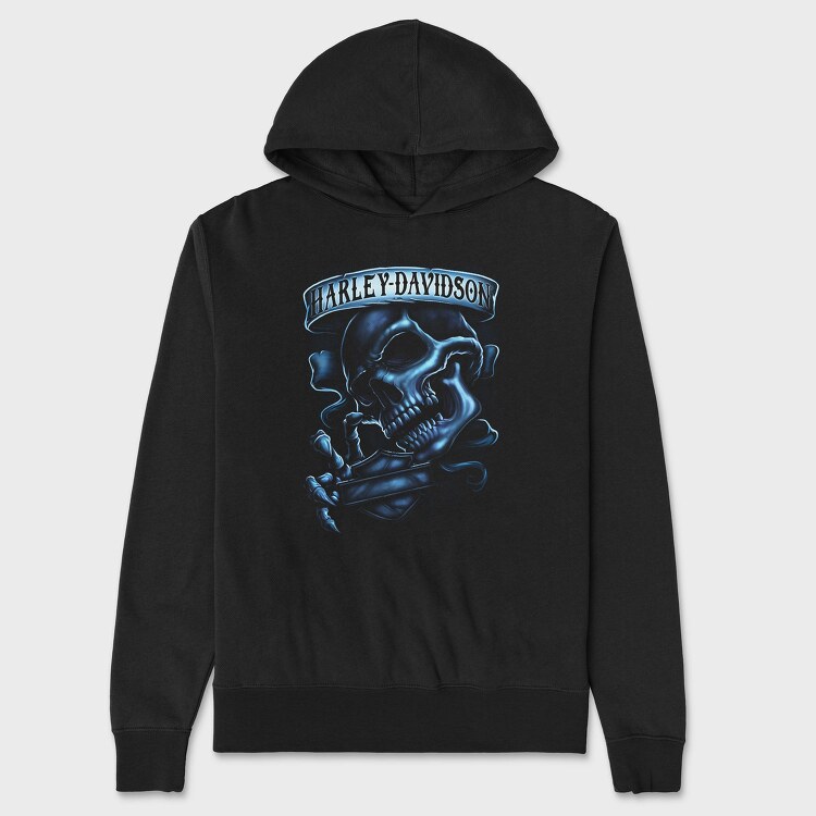 Harley Skull Biker Flag, Hanorac Oversize Barbati (Unisex)