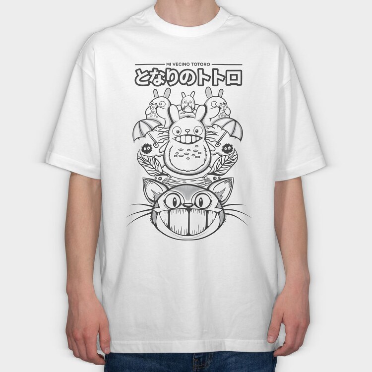 Totoros Midnight Cat Rebellion, Tricou Oversize Barbati (Unisex)