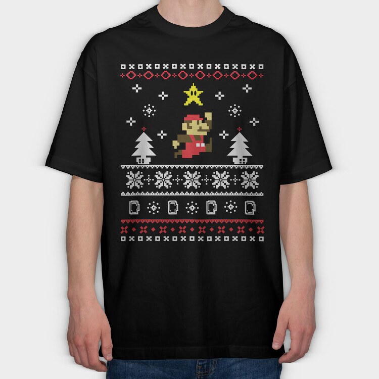 Mario Star Jump, Tricou Oversize Barbati (Unisex)