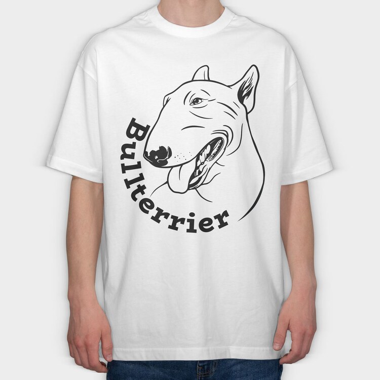 Bull Terrier Dog, Tricou Oversize Barbati (Unisex)