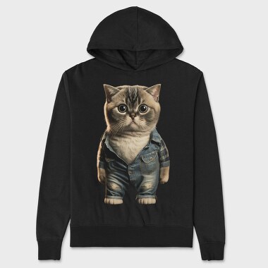 Cat Denim Outfit, Hanorac Oversize Barbati (Unisex)