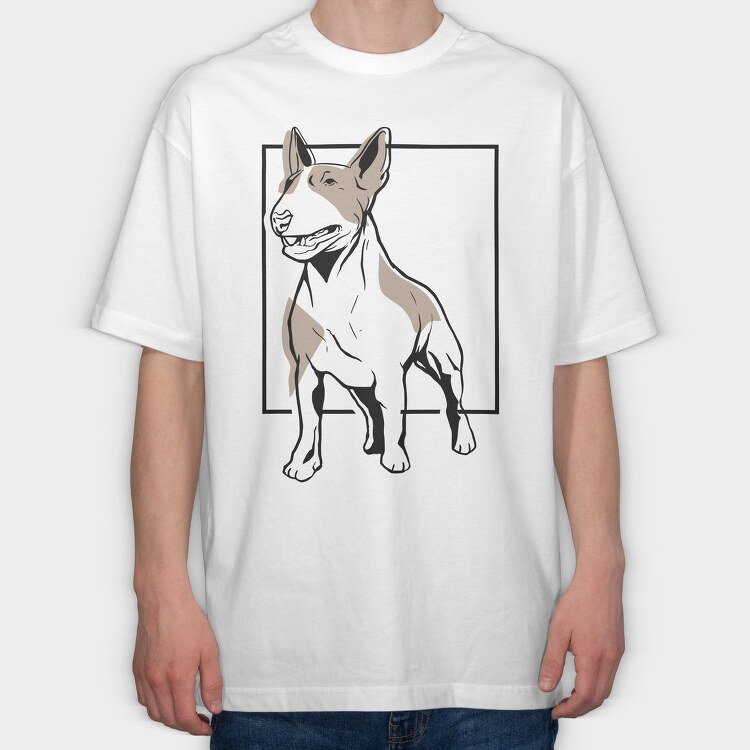 Bull Terrier Linear, Tricou Oversize Barbati (Unisex)