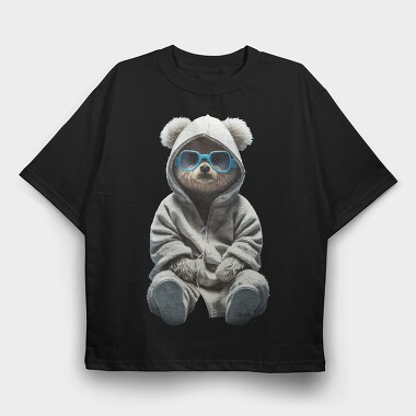 Teddy White Sweatsuit, Tricou Oversize Barbati (Unisex)