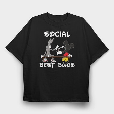 Mickey Bugs Bunny Banana Smoke Urban Art, Tricou Oversize Barbati (Unisex)
