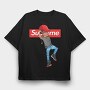 Supreme Money Gangster Gun Urban Art 99, Tricou Oversize Barbati (Unisex)