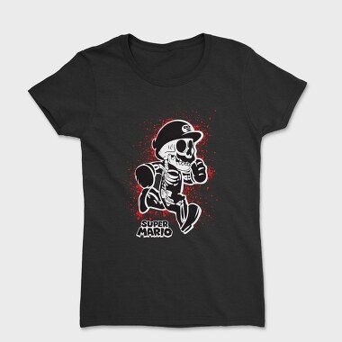 Super Mario Skeleton Blood Splatter, Tricou Femei