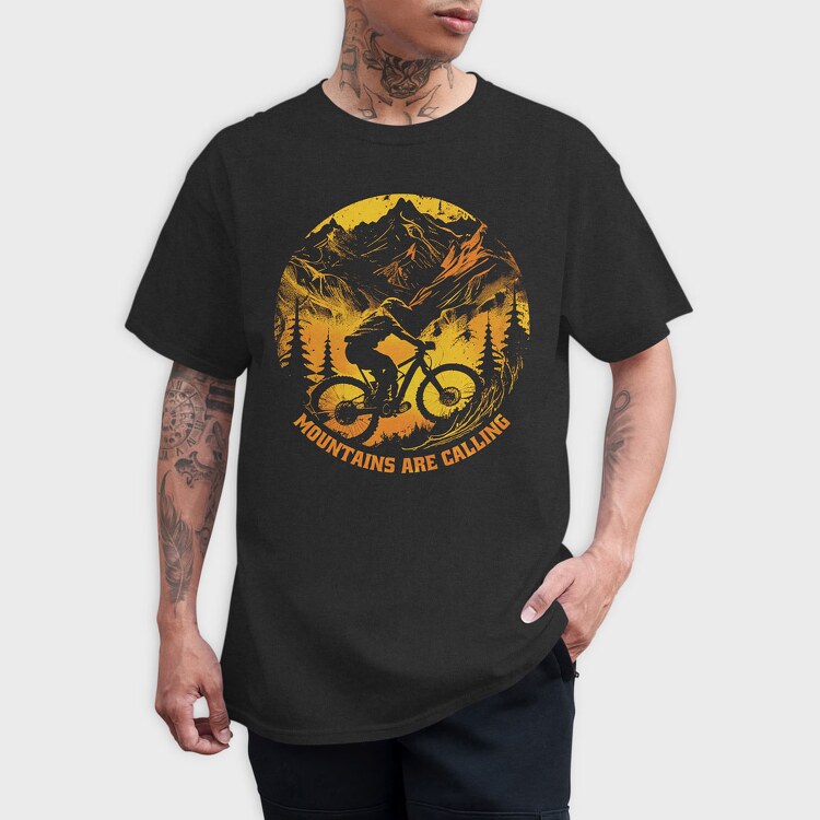 Mountainbike Mountains Are Calling, Tricou Barbati (Unisex)