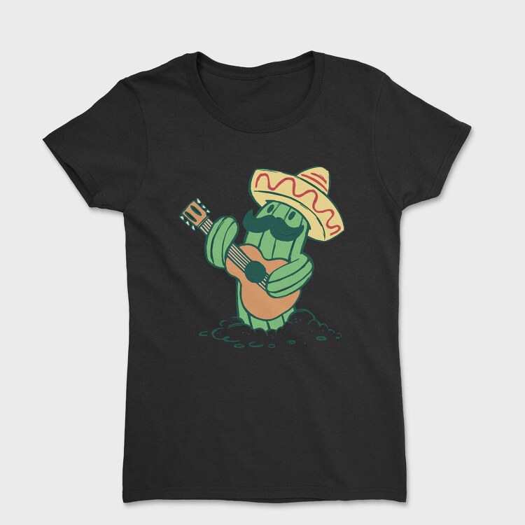 Cactus With Mexican Hat And Guitar 5 De Mayo, Tricou Femei