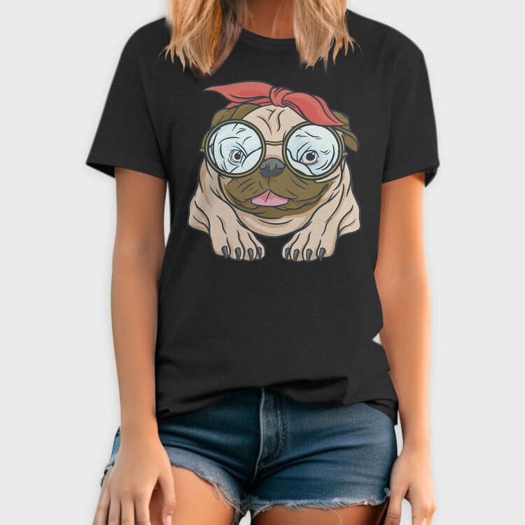 Pug With Glasses, Tricou Barbati (Unisex)