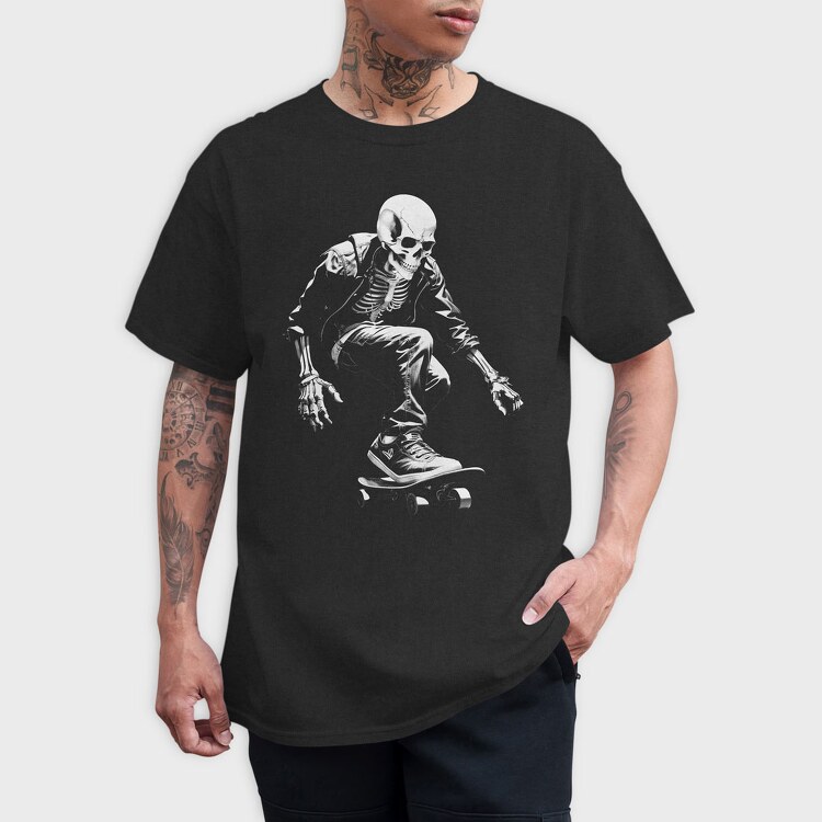 Skeleton Skater Monochrome, Tricou Barbati (Unisex)