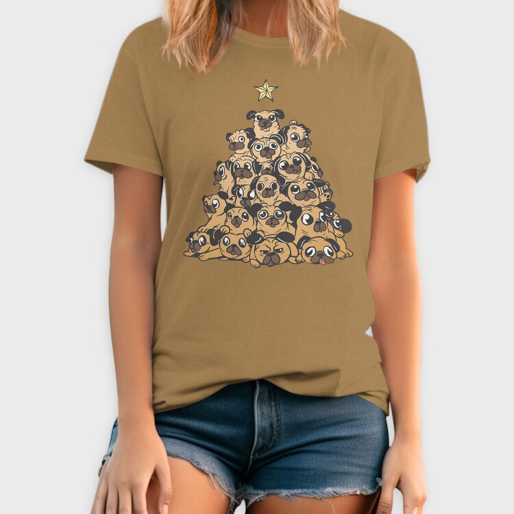 Pugs Christmas Tree, Tricou Barbati (Unisex)