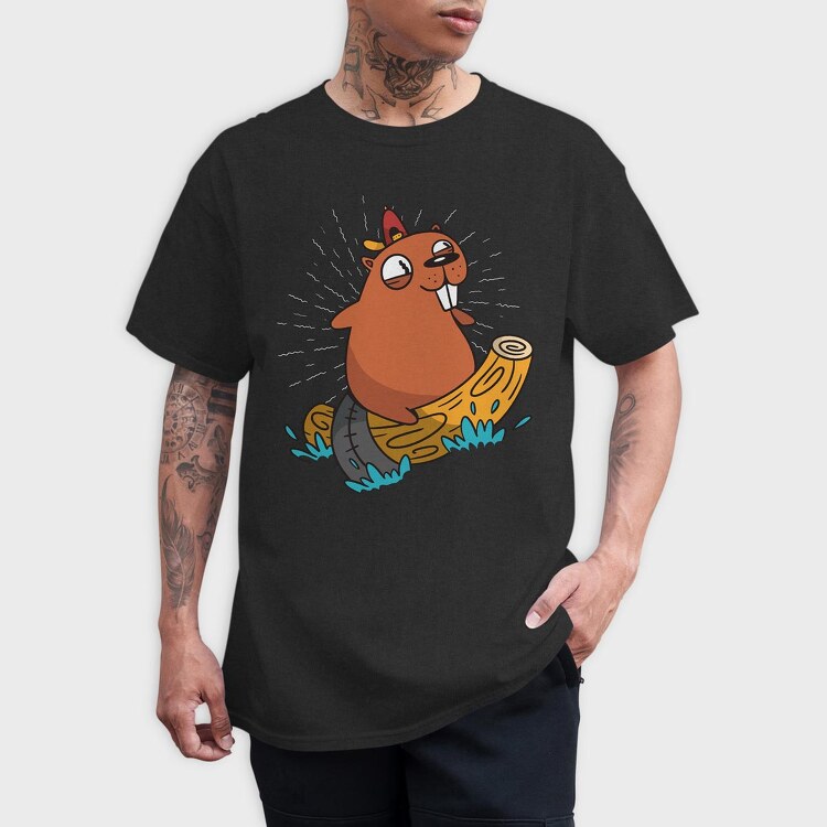 Surfing Beaver, Tricou Barbati (Unisex)