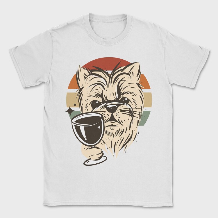 Dog Drinking Wine Wine, Tricou Barbati (Unisex)