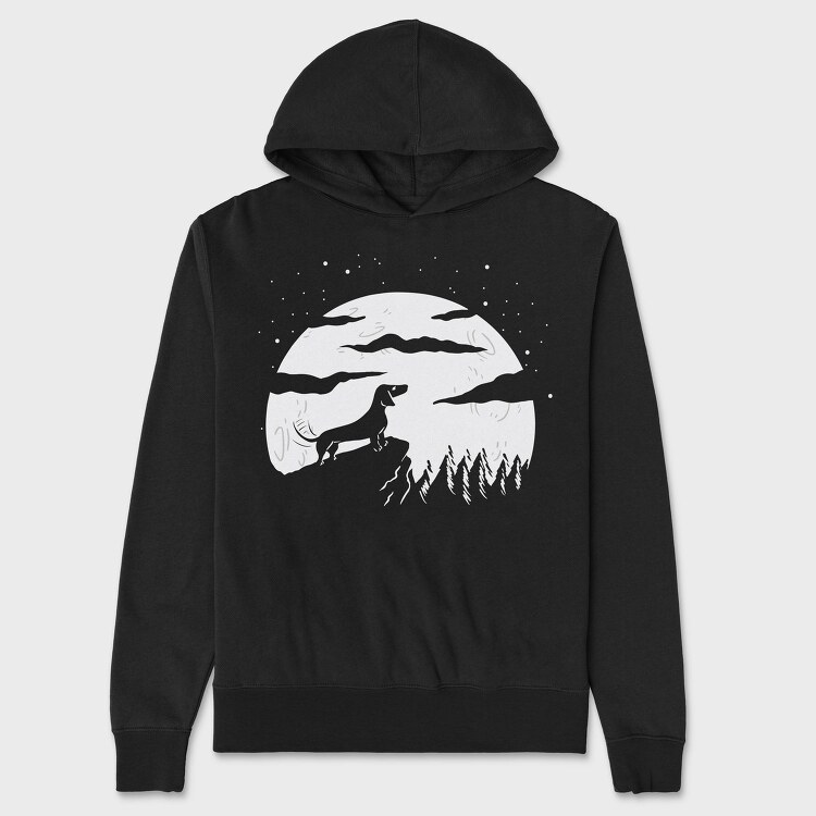 Dog Full Moon, Hanorac Oversize Barbati (Unisex)