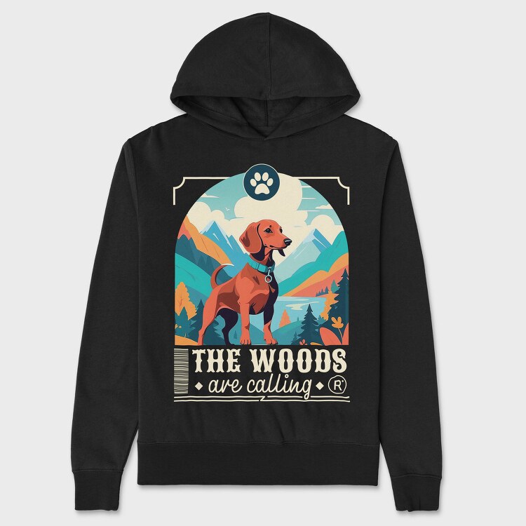 Dog In The Woods Hiking, Hanorac Oversize Barbati (Unisex)