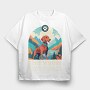 Dog In The Woods Hiking, Tricou Oversize Barbati (Unisex)