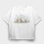Dog On Flower Field Lying, Tricou Oversize Barbati (Unisex)