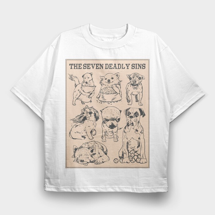 Dog Seven Deadly Sins, Tricou Oversize Barbati (Unisex)