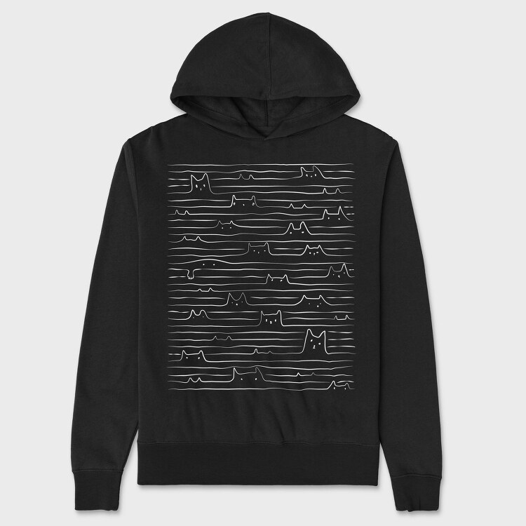 Doodle Lined Cats, Hanorac Oversize Barbati (Unisex)