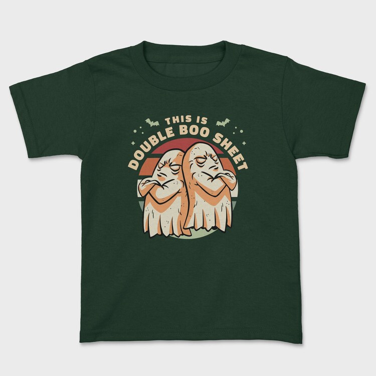 Double Boo Sheet Funny Halloween Ghosts Pun, Tricou Copii
